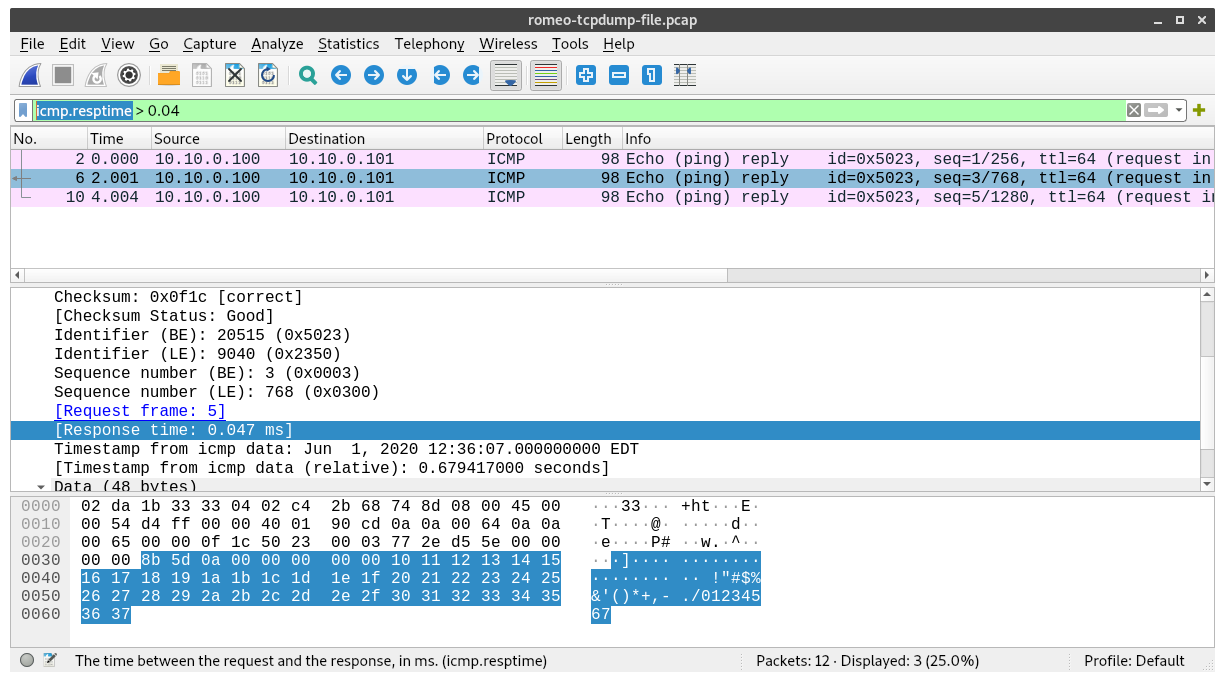 Inspecting network traffic with tcpdump and Wireshark